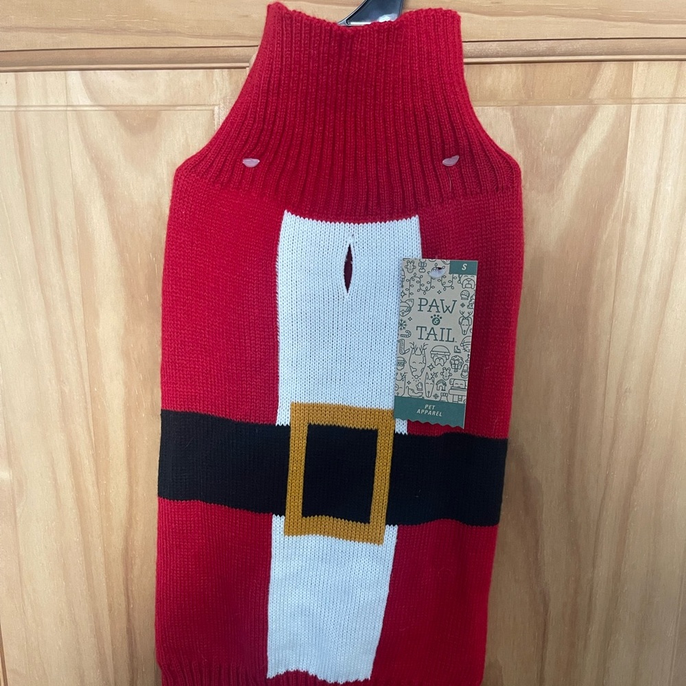 New With Tags, Santa Dog Sweater Size Small